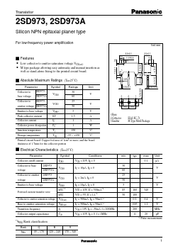 2SD973 Datasheet PDF Panasonic Corporation