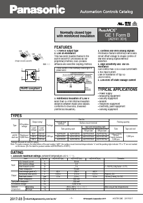 AQY410EHA Datasheet PDF Panasonic Corporation