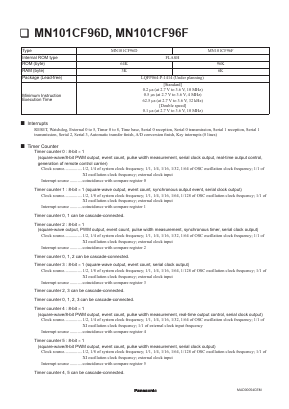 MN101CF96D Datasheet PDF Panasonic Corporation