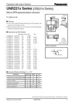 UNR221L Datasheet PDF Panasonic Corporation