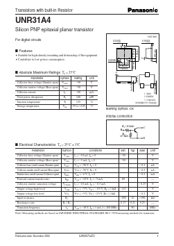 UNR31A4 Datasheet PDF Panasonic Corporation