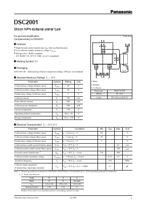 DSC2001 Datasheet PDF Panasonic Corporation
