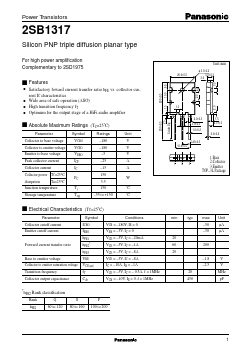 2SB1317 Datasheet PDF Panasonic Corporation