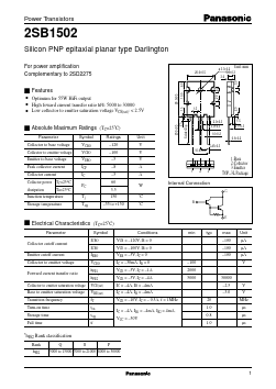 2SB1502 Datasheet PDF Panasonic Corporation