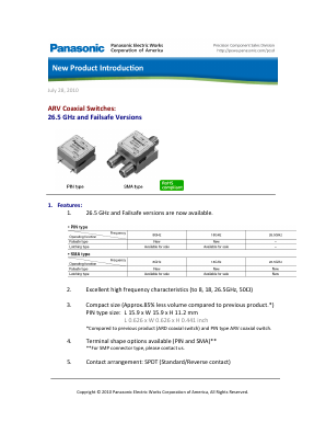 ARV13A4H Datasheet PDF Panasonic Corporation
