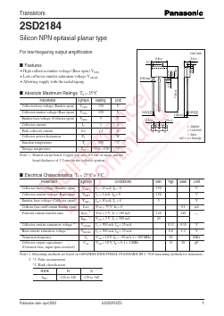 2SD21840RA Datasheet PDF Panasonic Corporation