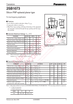 2SB1073 Datasheet PDF Panasonic Corporation