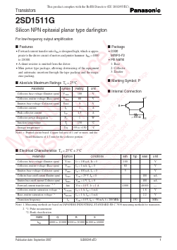 2SD1511G Datasheet PDF Panasonic Corporation