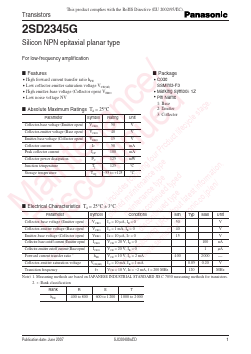 2SD2345G Datasheet PDF Panasonic Corporation