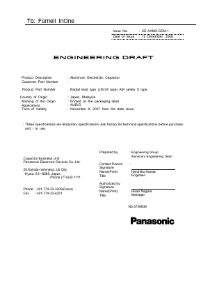 ECA1CAM102X Datasheet PDF Panasonic Corporation