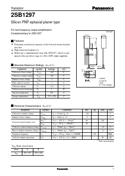 2SB1297 Datasheet PDF Panasonic Corporation