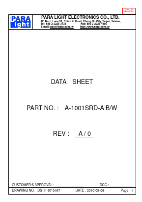 A-1001SRD-A Datasheet PDF Para Light Electronics