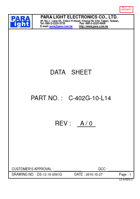 C-402G-10-L14 Datasheet PDF Para Light Electronics