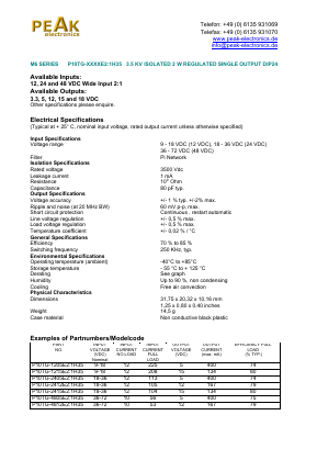 P10TG-1205E21H35 Datasheet PDF Peak-Electronics