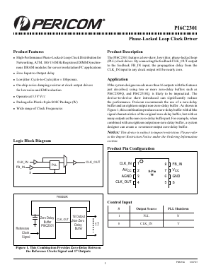 PI6C2301 Datasheet PDF Pericom Semiconductor