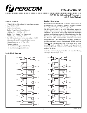 PI74ALVCH16245 Datasheet PDF Pericom Semiconductor