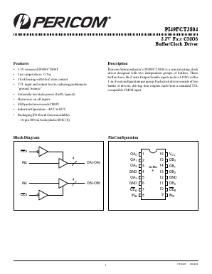 PI49FCT3804 Datasheet PDF Pericom Semiconductor