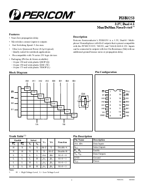 PI3B3253W Datasheet PDF Pericom Semiconductor