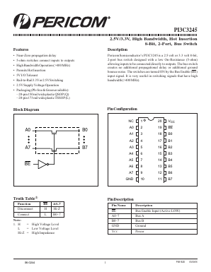 PI3C3245LE Datasheet PDF Pericom Semiconductor
