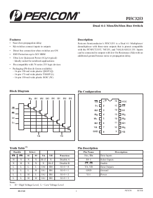 PI5C3253 Datasheet PDF Pericom Semiconductor