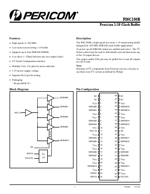 PI6C180BV Datasheet PDF Pericom Semiconductor