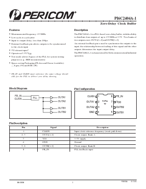 PI6C2404A-1 Datasheet PDF Pericom Semiconductor