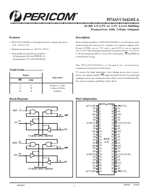 PI74AVC164245LAAE Datasheet PDF Pericom Semiconductor