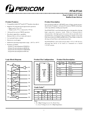 PI74LPT241L Datasheet PDF Pericom Semiconductor
