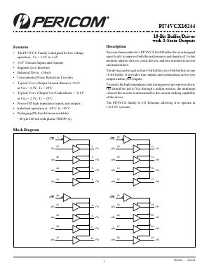PI74VCX16244 Datasheet PDF Pericom Semiconductor