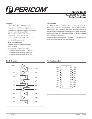 PI74FCT3244QEX Datasheet PDF Pericom Semiconductor