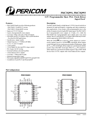 PI6C3Q993-5IQ Datasheet PDF Pericom Semiconductor