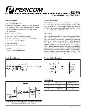 PI6C2302 Datasheet PDF Pericom Semiconductor