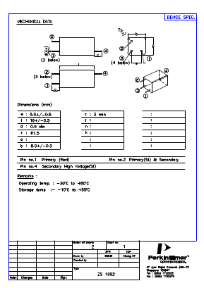 ZS1052 Datasheet PDF PerkinElmer Inc