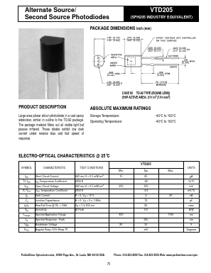 VTD205 Datasheet PDF PerkinElmer Inc