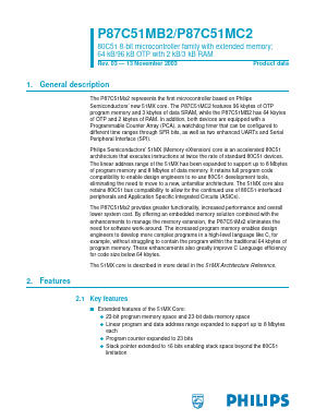 P87C51MB2BA/02 Datasheet PDF Philips Electronics