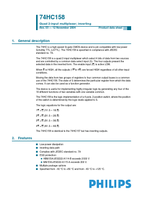 74HC158N Datasheet PDF Philips Electronics