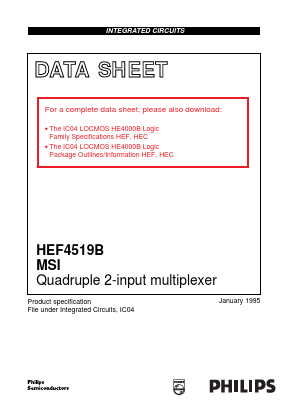 HEF4519BPB Datasheet PDF Philips Electronics