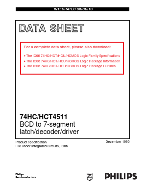 74HCT4511 Datasheet PDF Philips Electronics