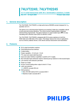 74LVT2245 Datasheet PDF Philips Electronics