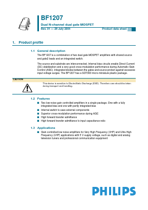 BF1207 Datasheet PDF Philips Electronics