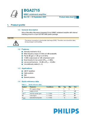 BGA2715 Datasheet PDF Philips Electronics