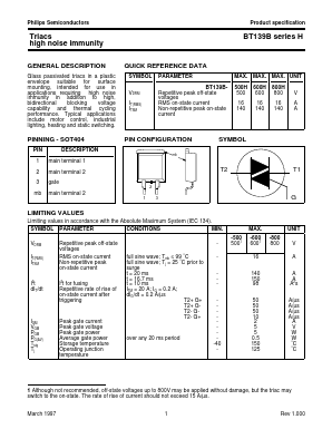 BT139B-600H Datasheet PDF Philips Electronics