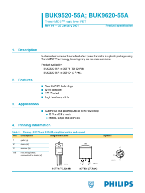 BUK9520-55A Datasheet PDF Philips Electronics