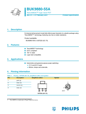 BUK9880-55A Datasheet PDF Philips Electronics