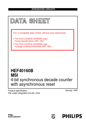 HEF40160B Datasheet PDF Philips Electronics