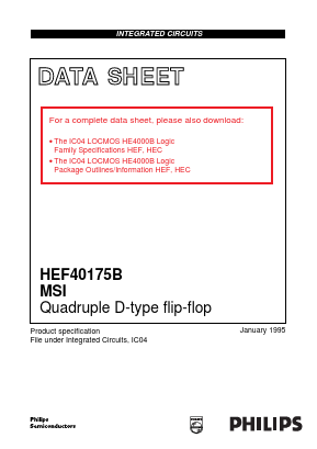 HEF40175BU Datasheet PDF Philips Electronics