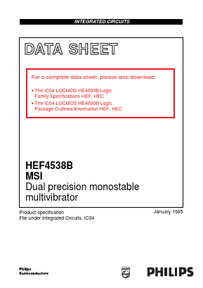 HEF4538BN Datasheet PDF Philips Electronics