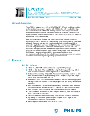 LPC2194 Datasheet PDF Philips Electronics
