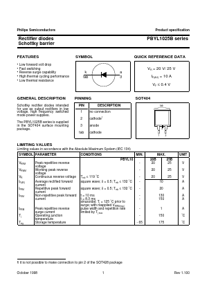 PBYL1025B Datasheet PDF Philips Electronics