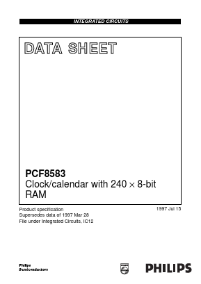 PCF8583T/F5 Datasheet PDF Philips Electronics